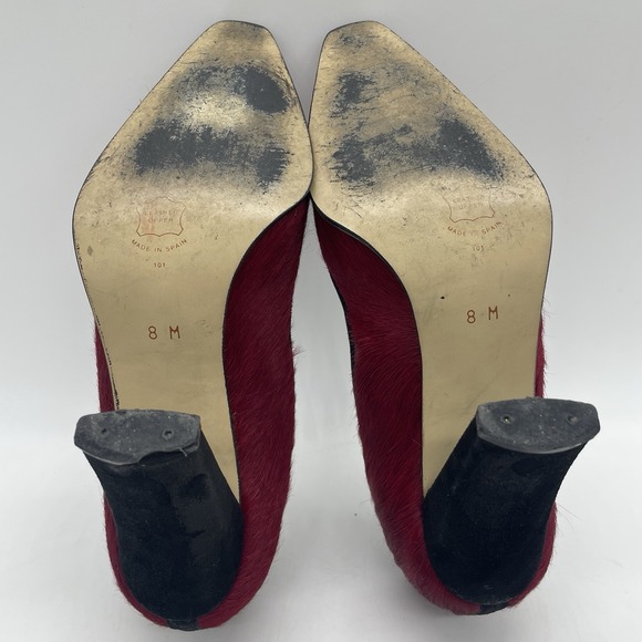 Vintage Sergio Zelcer Spanish Leather Womens 8 Heels Red Leather Cow Hide Shoes - Picture 8 of 13